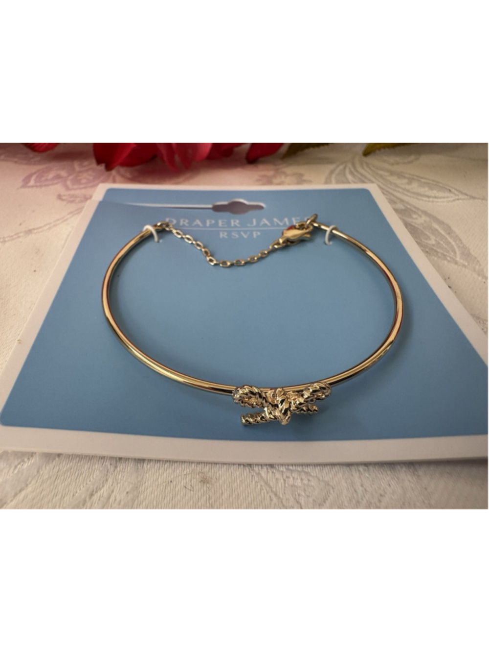 Draper James Dainty Gold Tone Tiny Bow Bracelet Preppy Thin Classic Feminine NEW